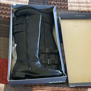 Ecco Black Leather Knee-High Boots
